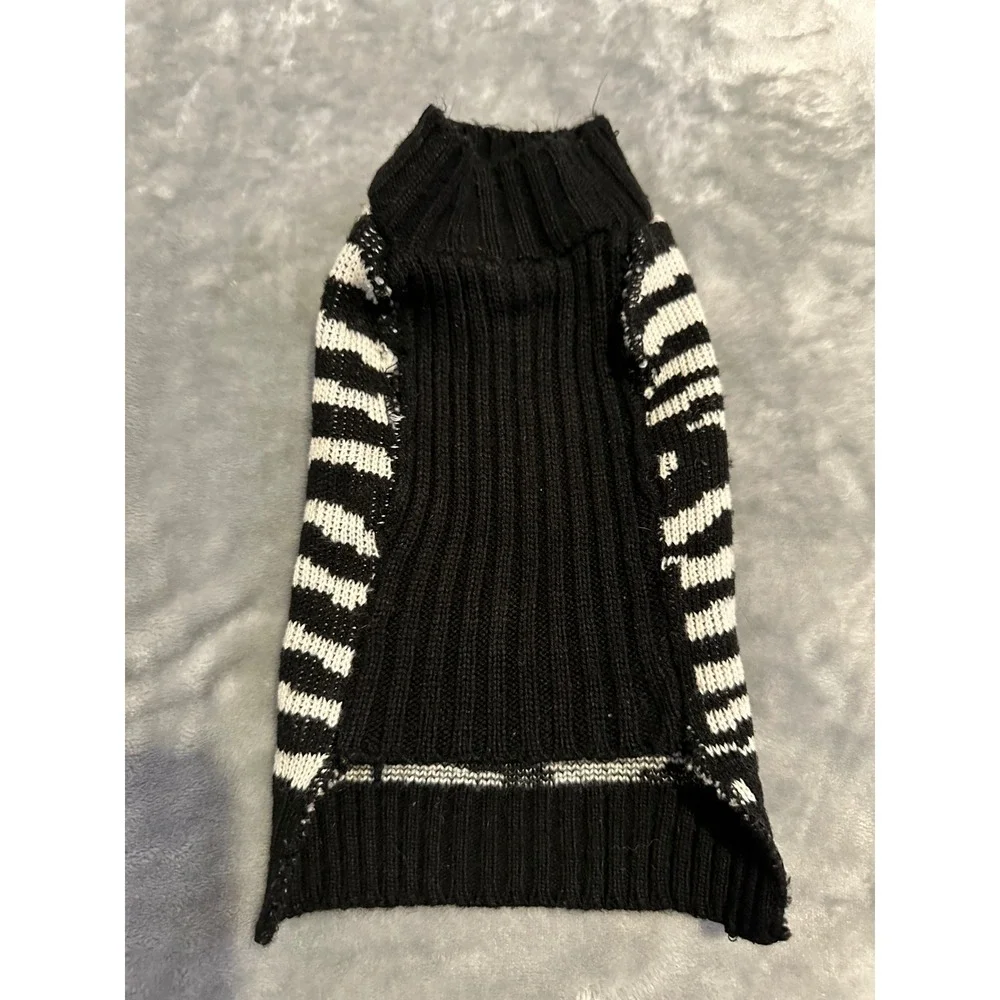 Unbranded Dog Sweater S Black White Zebra Print Knit Pet Apparel 7207